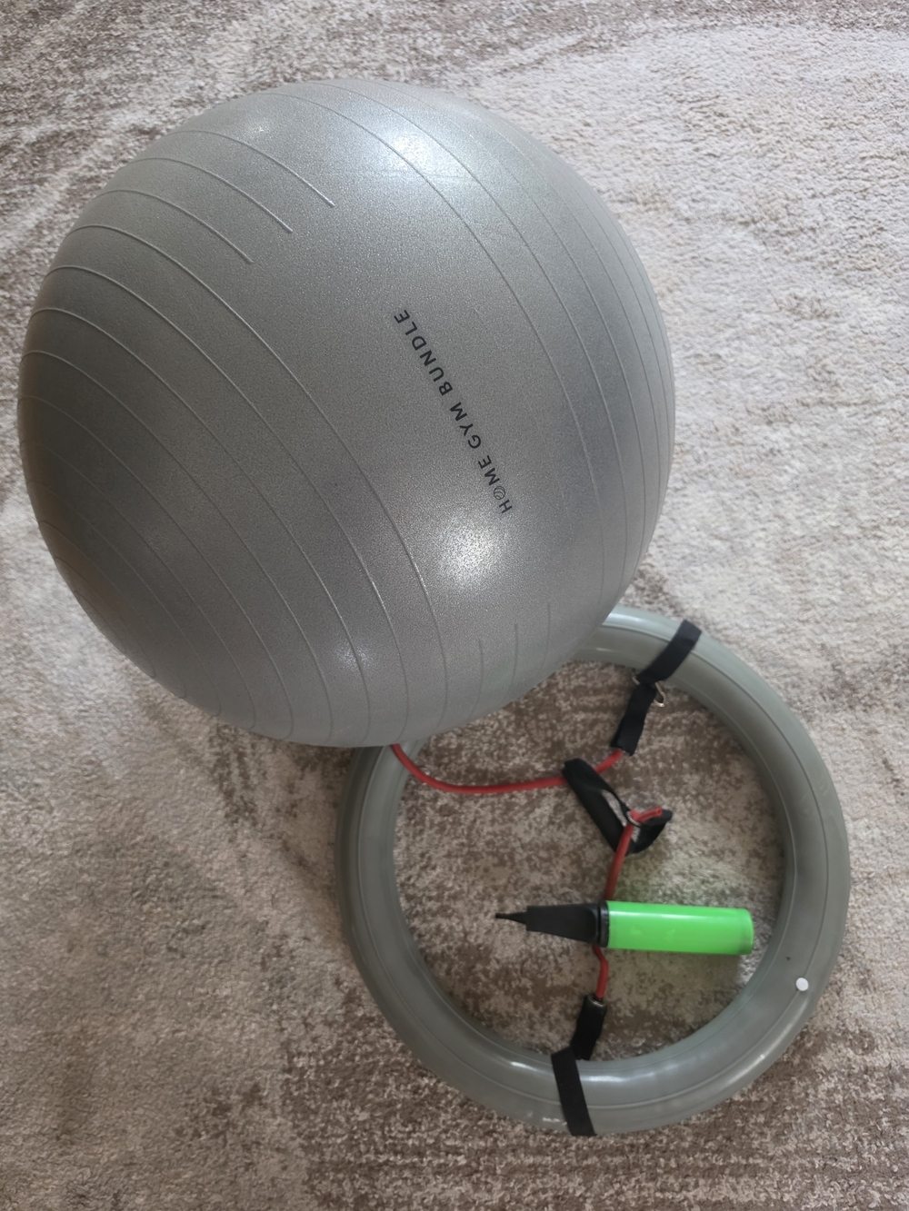 Home Gym Bundle Silver Exercise Ball & Pilates Ring Set